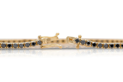 18K Yellow Gold Black Diamond Tennis Bracelet 3.62 carat