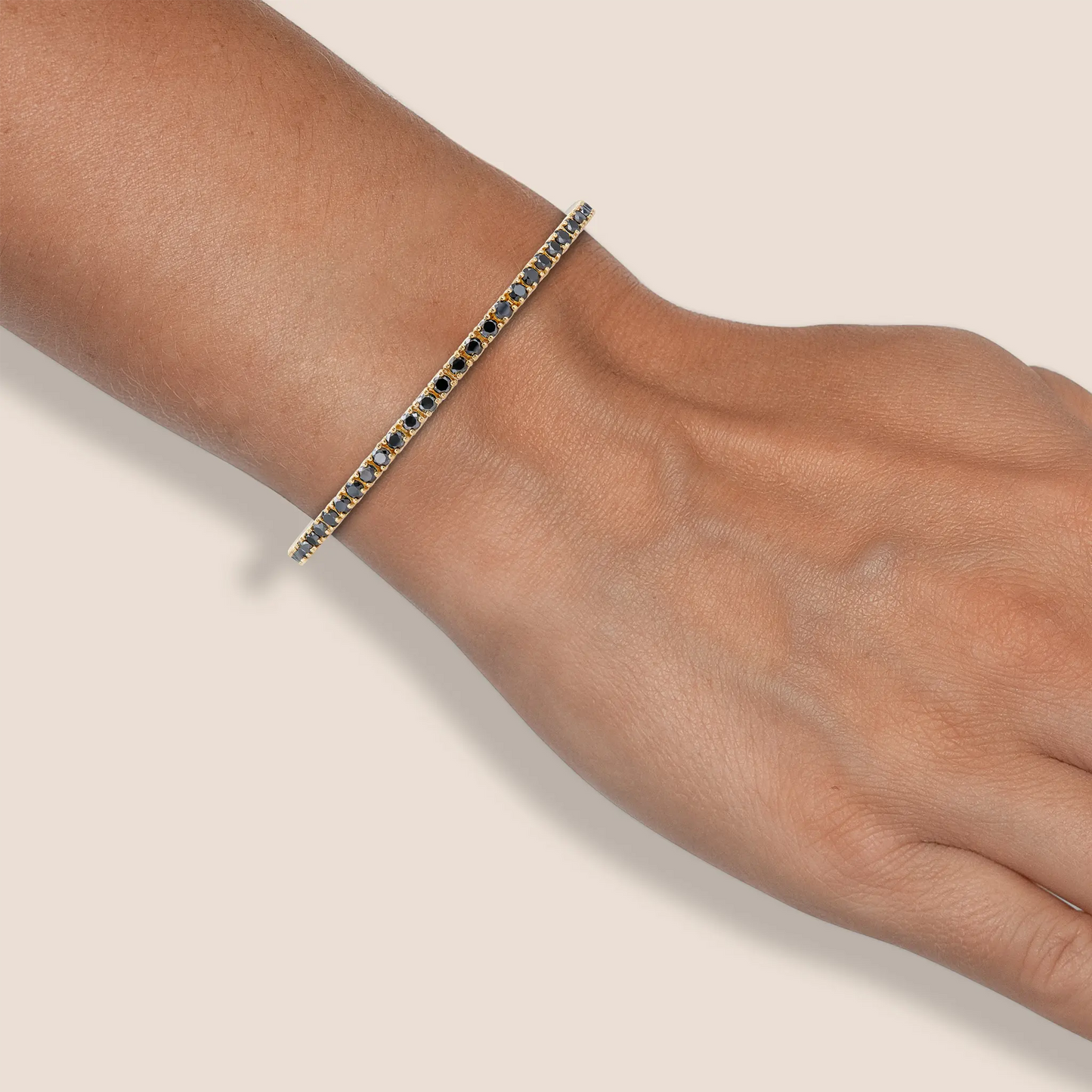 18K Yellow Gold Black Diamond Tennis Bracelet 3.62 carat