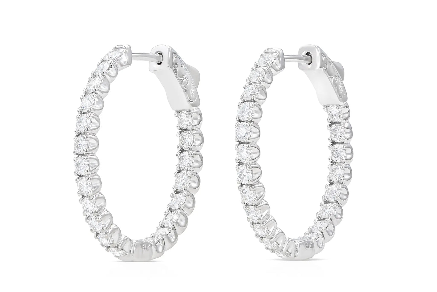18K white Gold Diamond Hoops TW. 1.95 carat