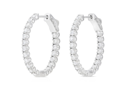 18K white Gold Diamond Hoops TW. 1.95 carat