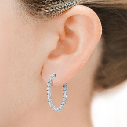 18K white Gold Diamond Hoops TW. 1.95 carat