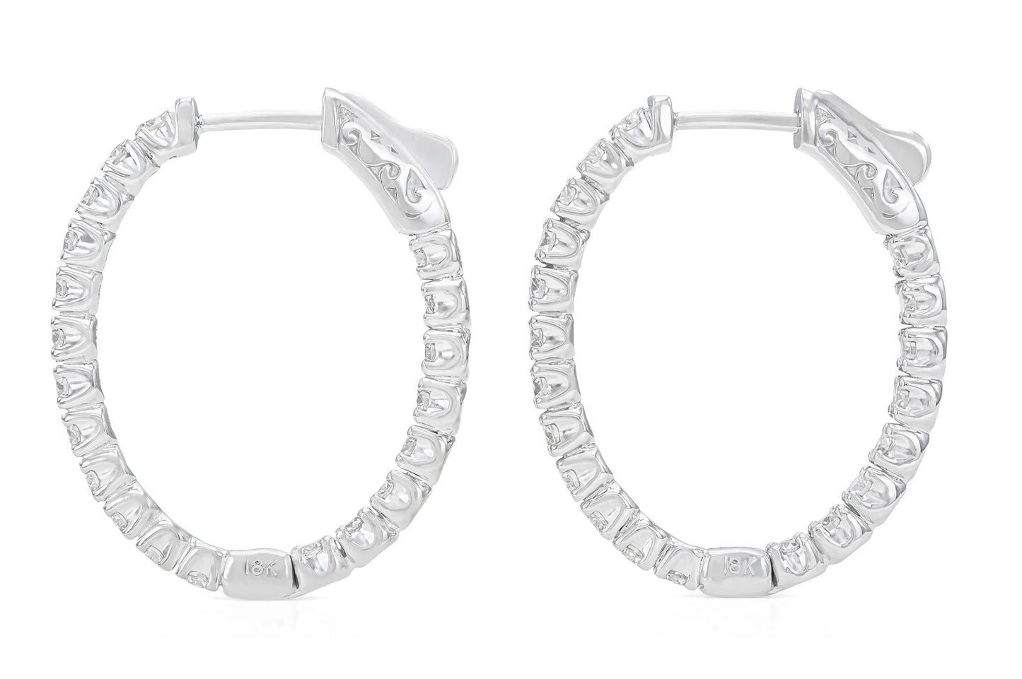 18K white Gold Diamond Hoops TW. 1.95 carat
