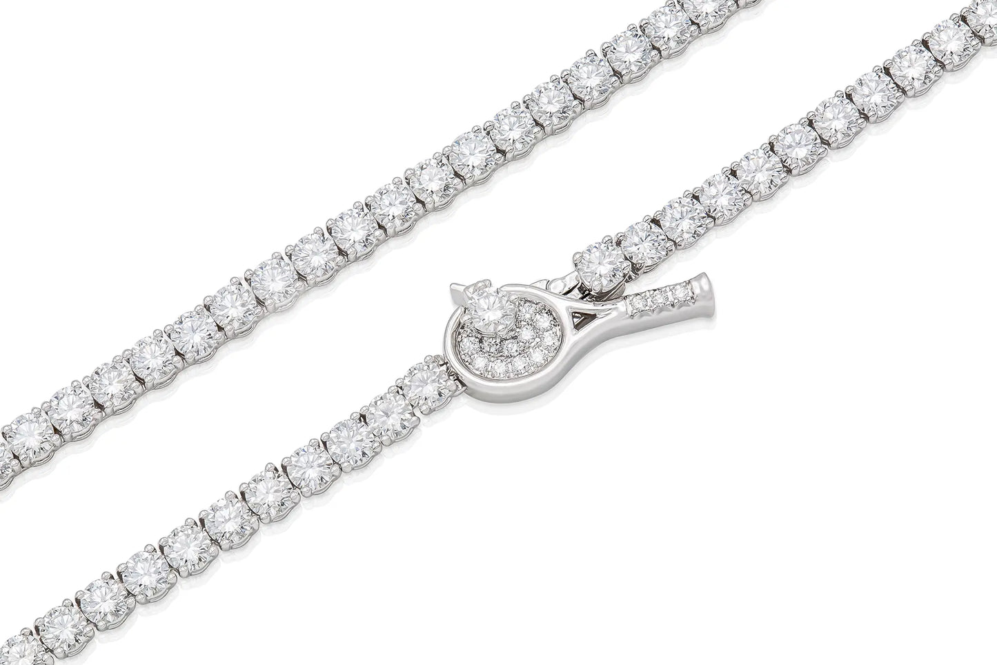 18K White Gold Tennis Necklace Tw. 11.94 carat