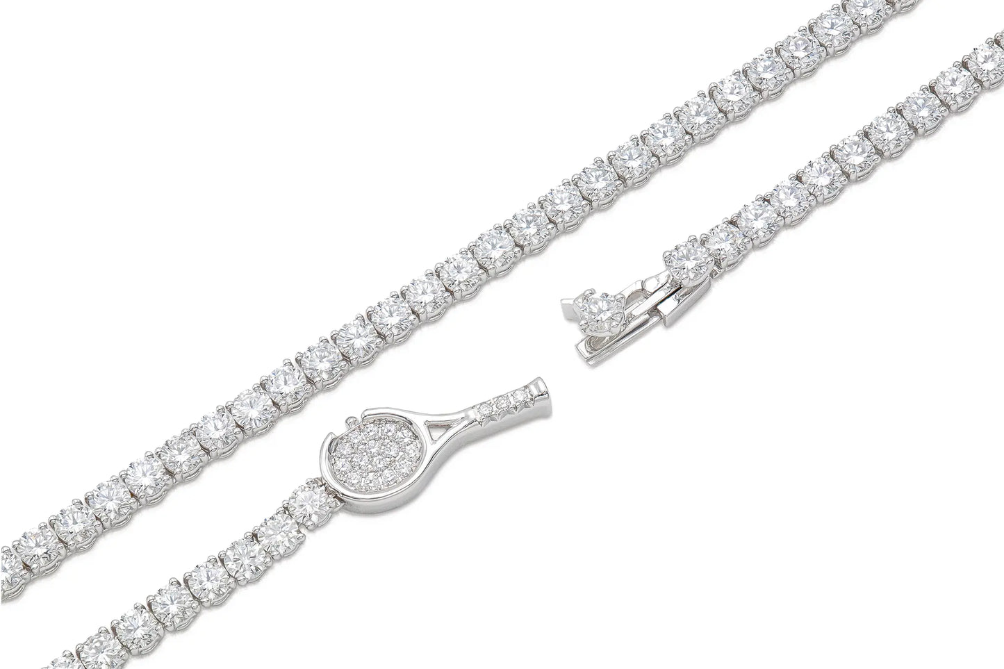 18K White Gold Tennis Necklace Tw. 11.94 carat