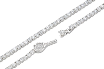 18K White Gold Tennis Necklace Tw. 11.94 carat