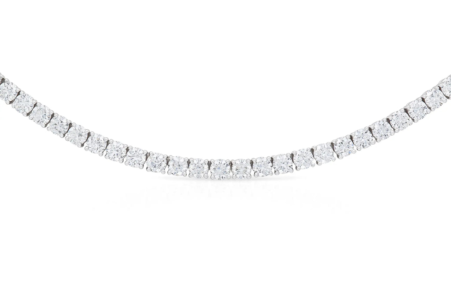 18K White Gold Tennis Necklace Tw. 11.94 carat