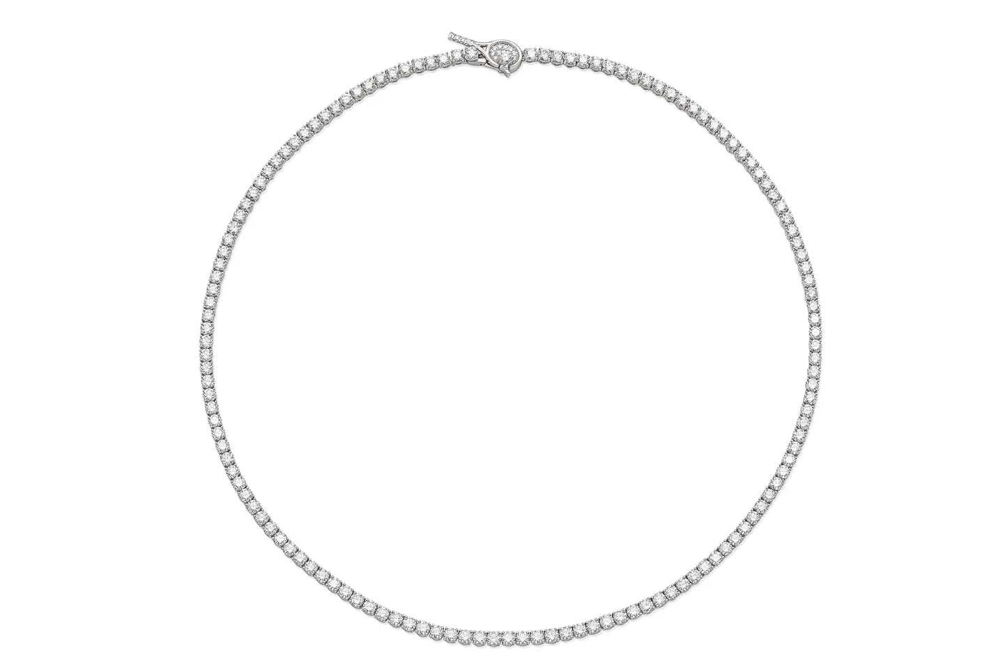 18K White Gold Tennis Necklace Tw. 11.94 carat