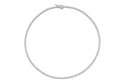 18K White Gold Tennis Necklace Tw. 11.94 carat