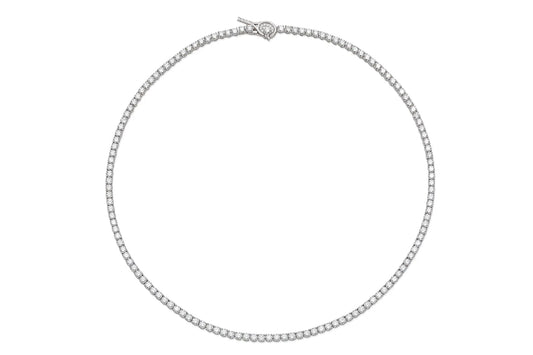 18K White Gold Tennis Necklace Tw. 11.94 carat