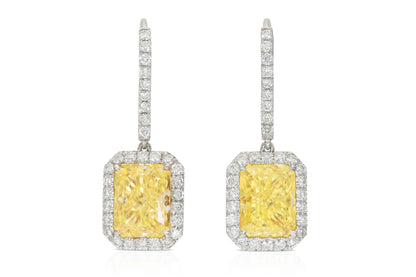 Drop Fancy Yellow Diamond Earrings