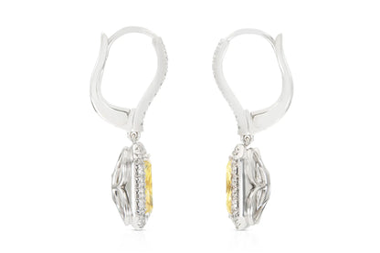 Drop Fancy Yellow Diamond Earrings