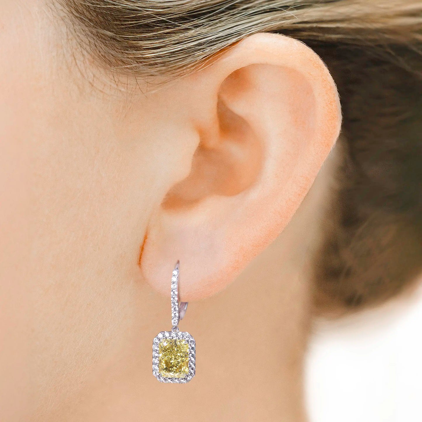 Drop Fancy Yellow Diamond Earrings