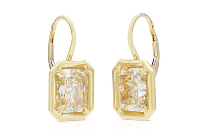 18K Yellow Gold Dangle Bezel Set Diamond Earrings Tw: 8.06 carats