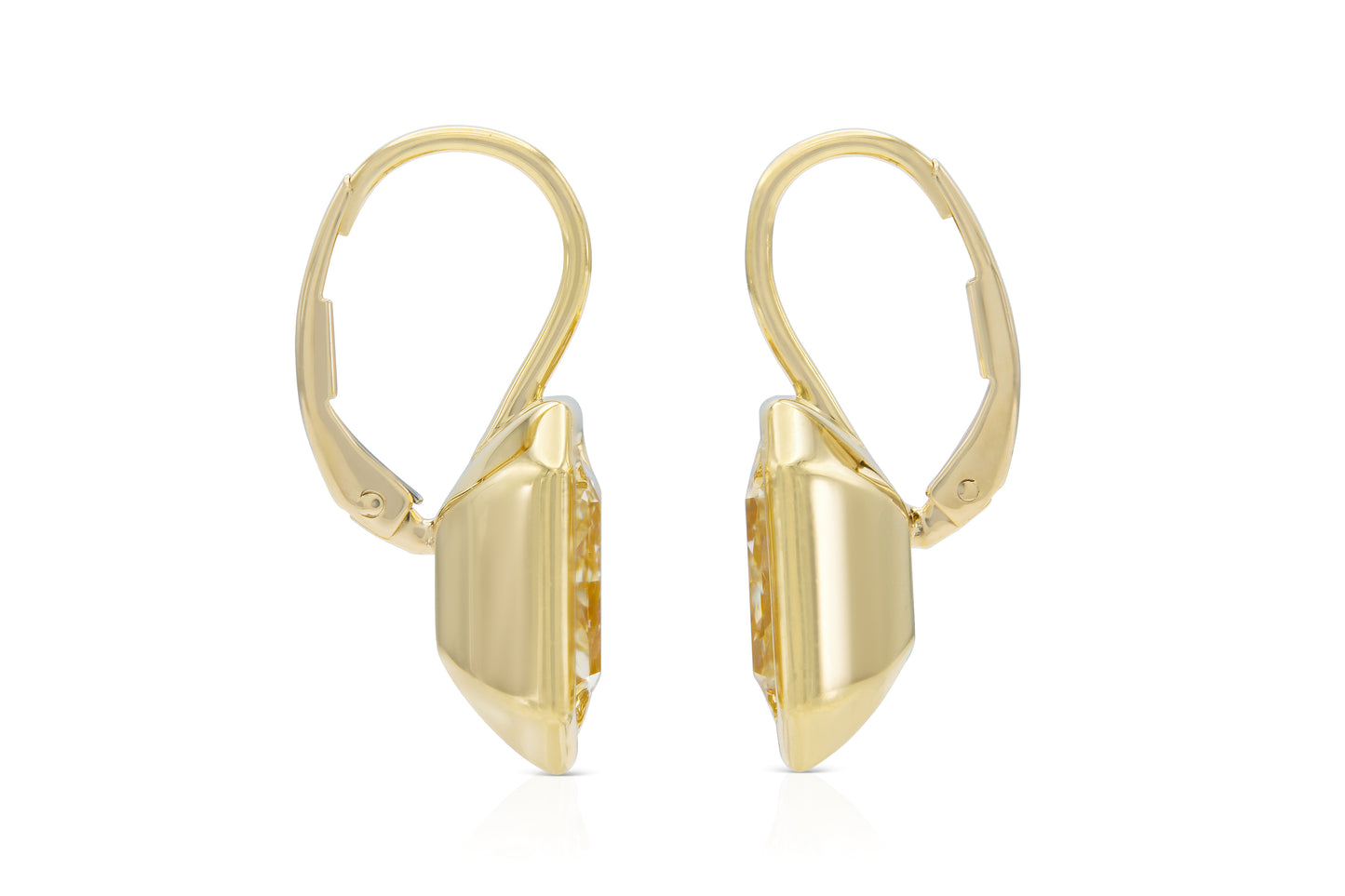 18K Yellow Gold Dangle Bezel Set Diamond Earrings Tw: 8.06 carats