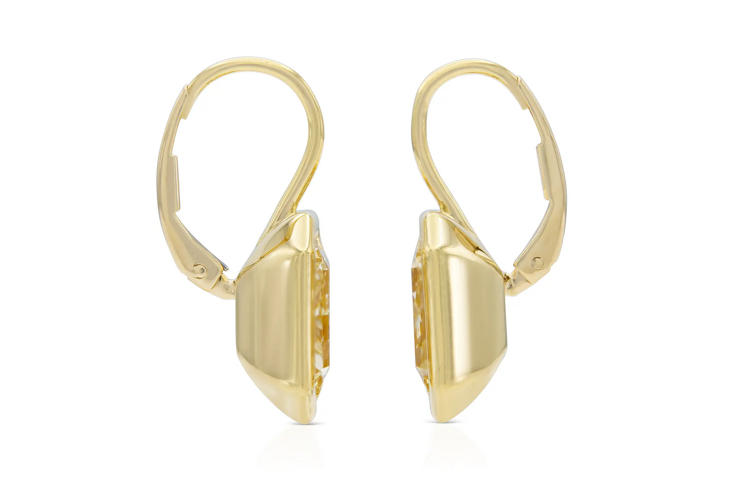 18K Yellow Gold Dangle Bezel Set Diamond Earrings Tw: 8.06 carats