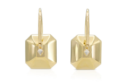 18K Yellow Gold Dangle Bezel Set Diamond Earrings Tw: 8.06 carats