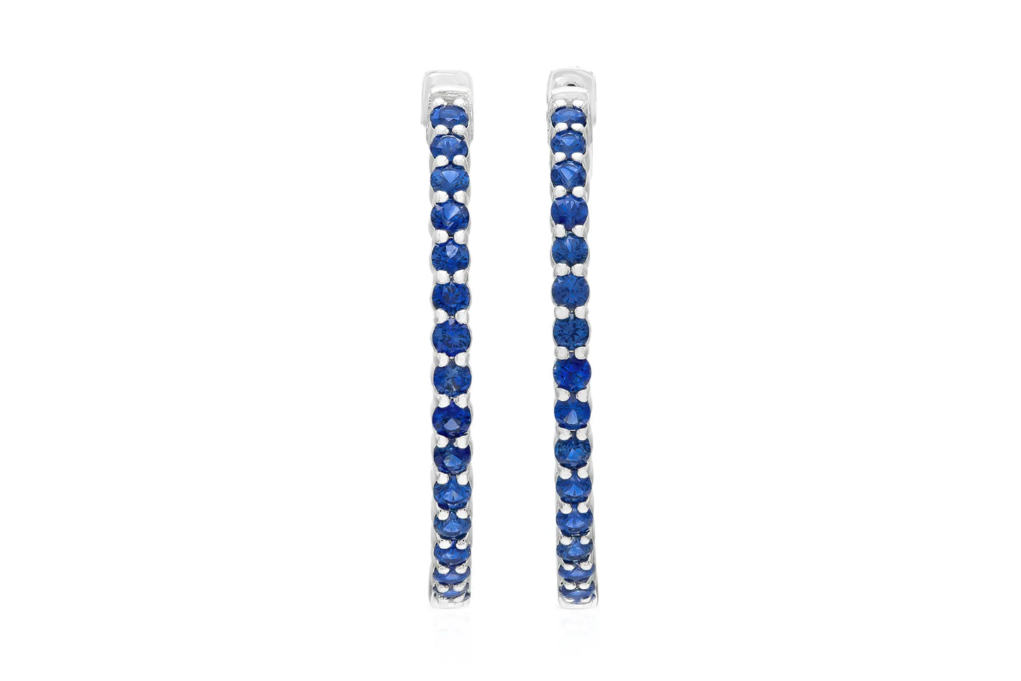 18K WG Blue Sapphire Hoops Tw. 2.91 carat