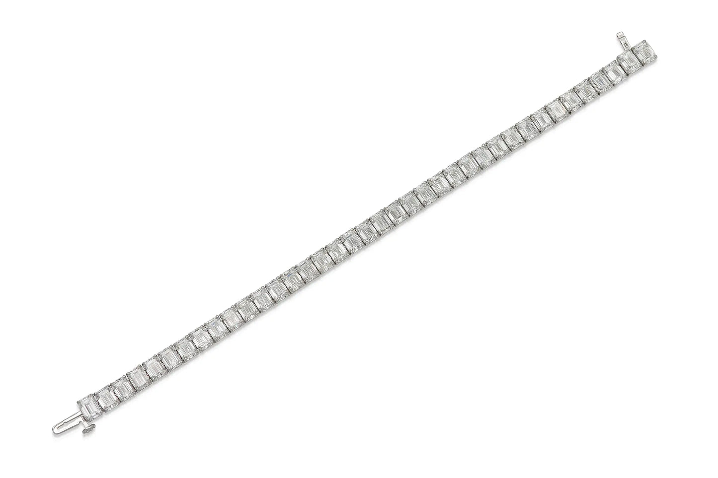 18K WG Emerald Cut Tennis Bracelet Tw. 30.48 carat