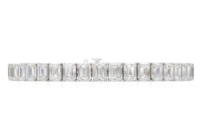 18K WG Emerald Cut Tennis Bracelet Tw. 30.48 carat