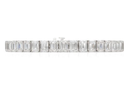 18K WG Emerald Cut Tennis Bracelet Tw. 30.48 carat