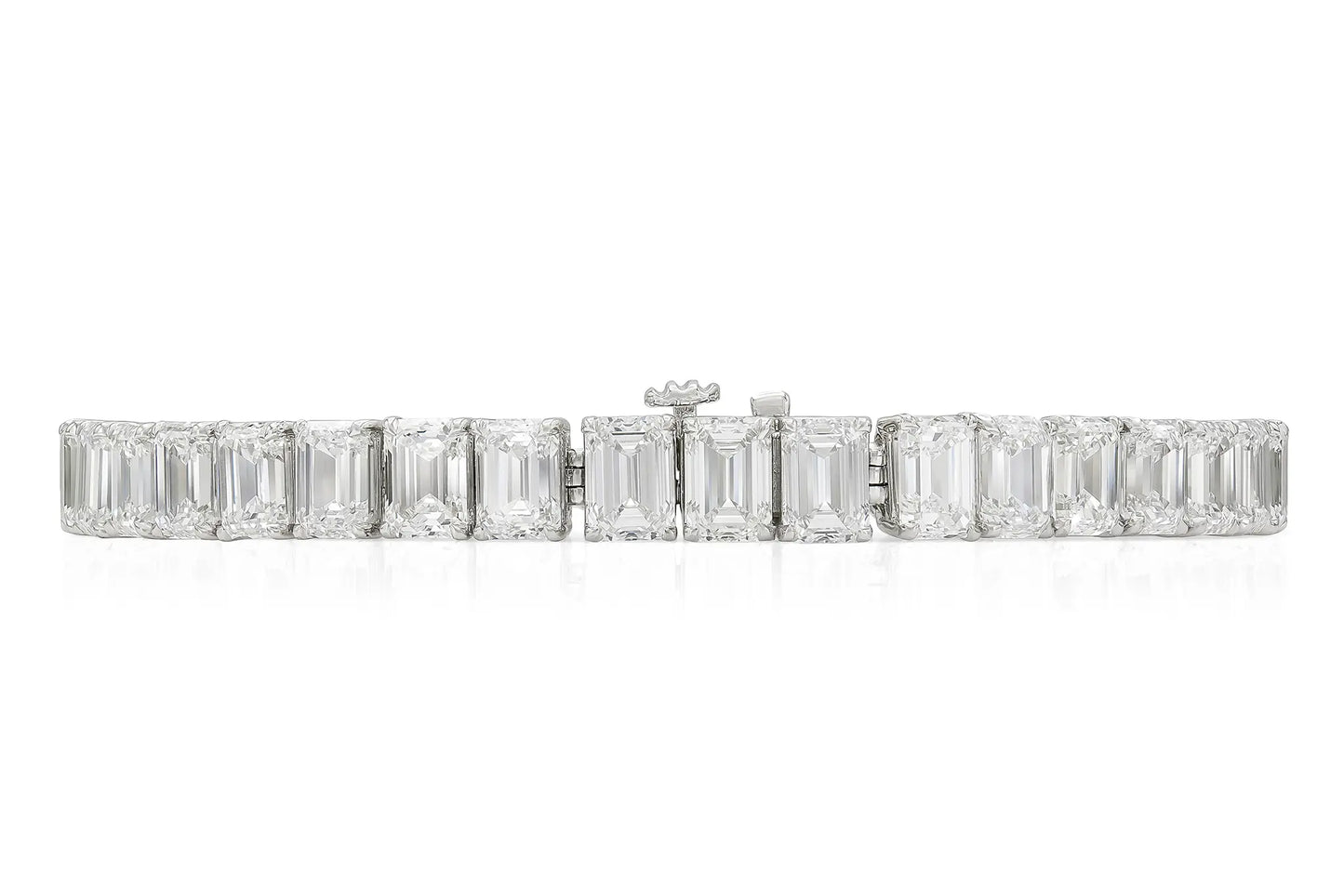 18K WG Emerald Cut Tennis Bracelet Tw. 30.48 carat
