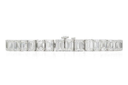 18K WG Emerald Cut Tennis Bracelet Tw. 30.48 carat