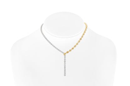 18K White & Yellow Drop Necklace with Natural White & Yellow Diamonds Tw. 38.64 carat
