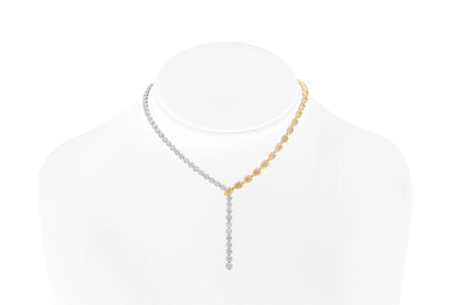 18K White & Yellow Drop Necklace with Natural White & Yellow Diamonds Tw. 38.64 carat