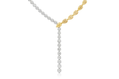 18K White & Yellow Drop Necklace with Natural White & Yellow Diamonds Tw. 38.64 carat