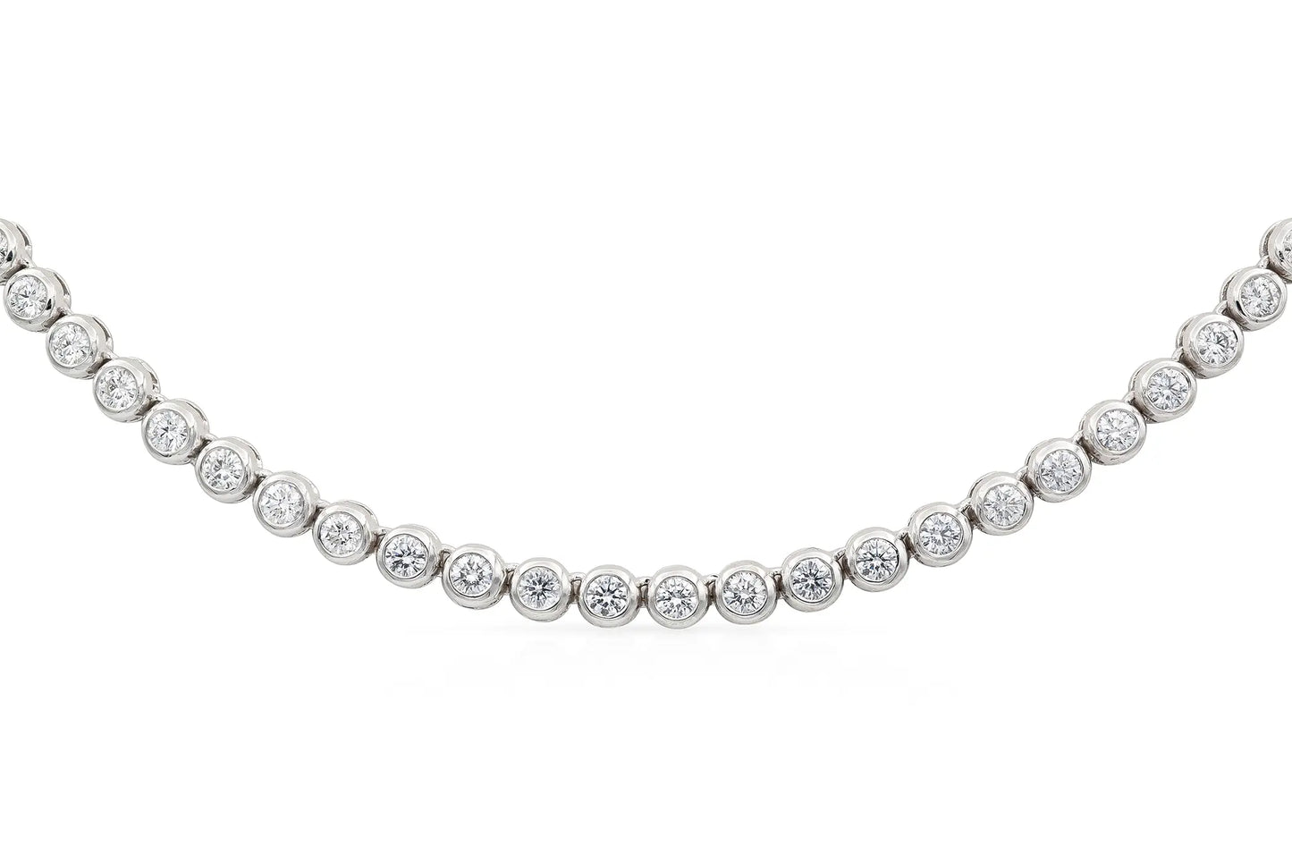 18K White Gold Bezel Diamond Necklace Tw. 7.73 carat