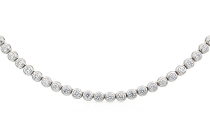 18K White Gold Bezel Diamond Necklace Tw. 7.73 carat