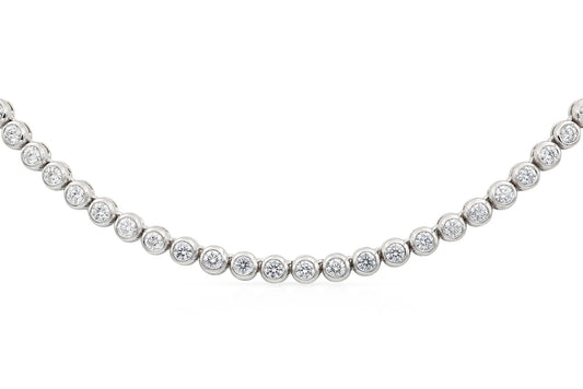 18K White Gold Bezel Diamond Necklace Tw. 7.73 carat