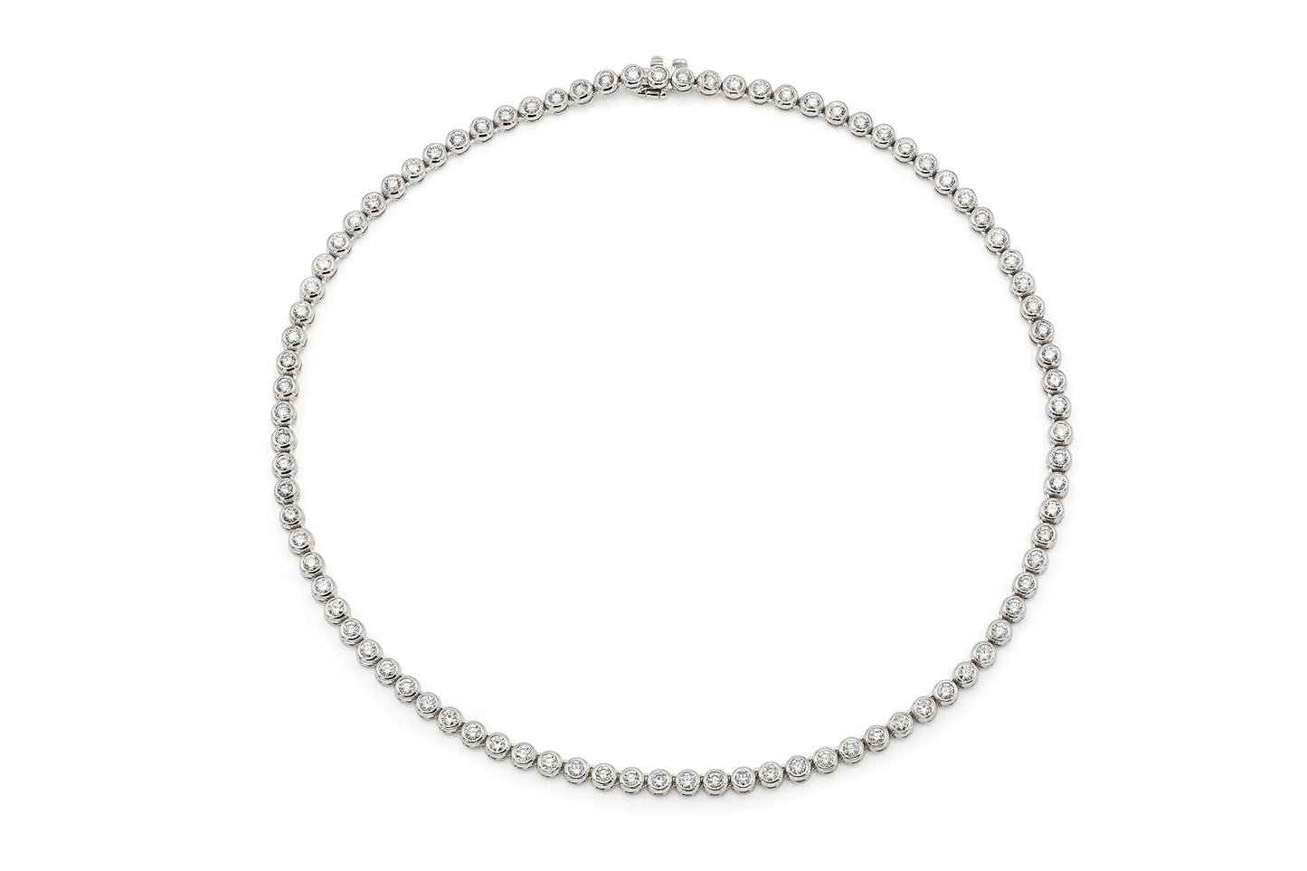 18K White Gold Bezel Diamond Necklace Tw. 7.73 carat
