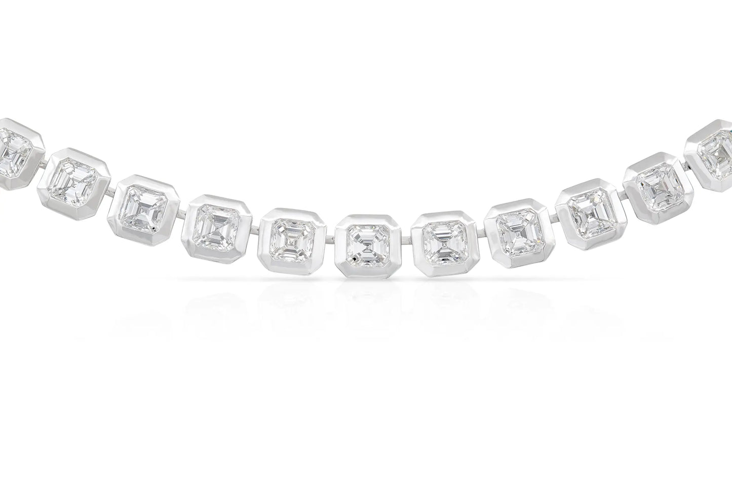 18K White Gold Asscher Cut Diamond Necklace