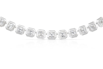 18K White Gold Asscher Cut Diamond Necklace