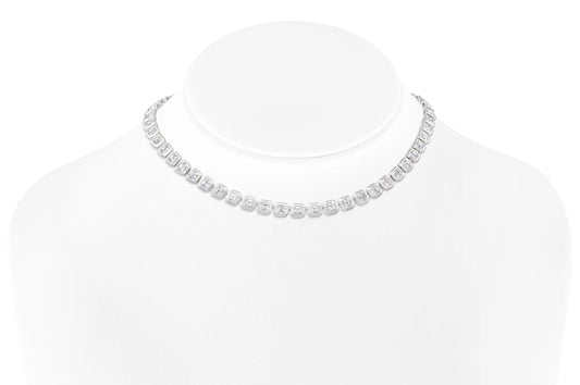 18K White Gold Asscher Cut Diamond Necklace