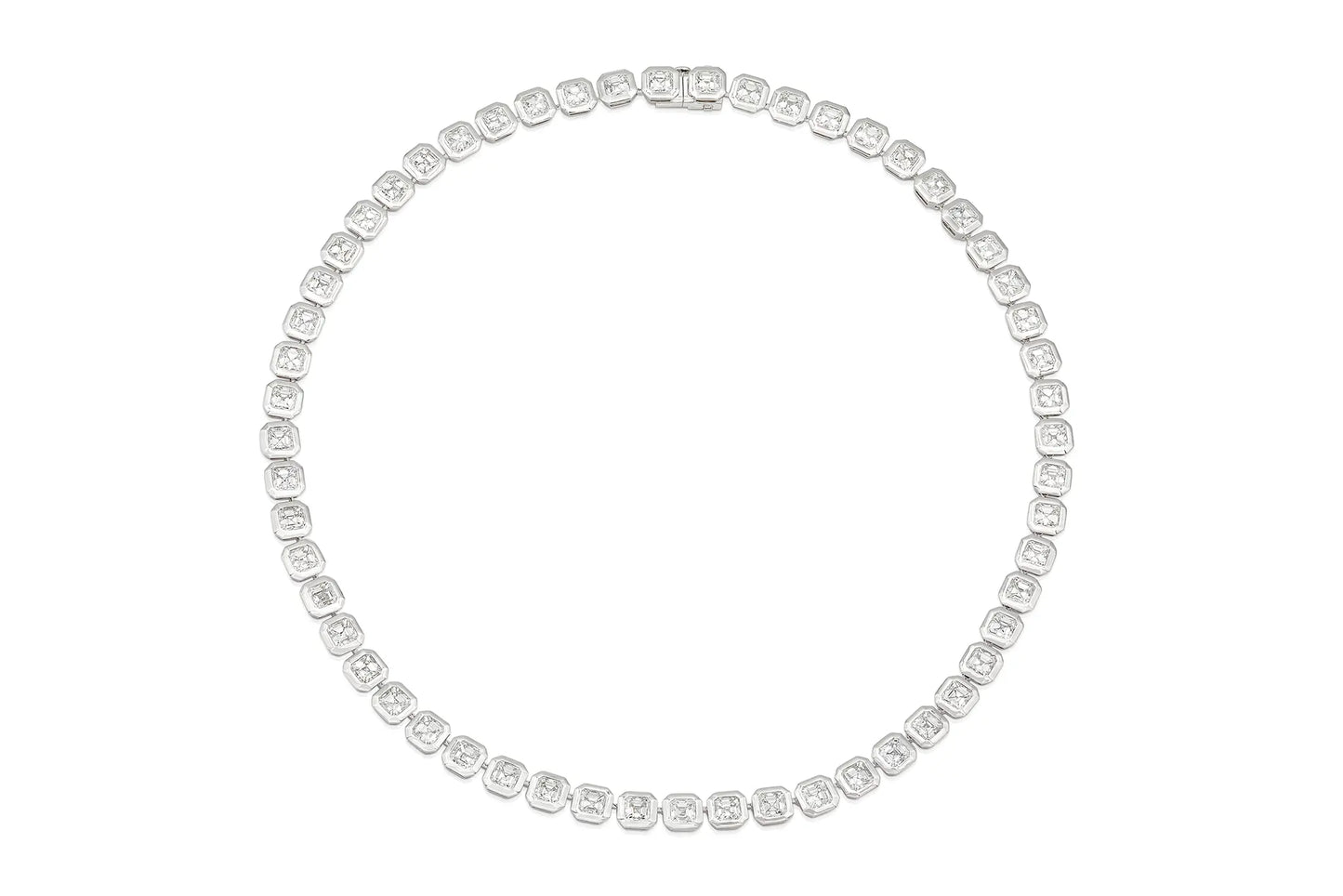 18K White Gold Asscher Cut Diamond Necklace