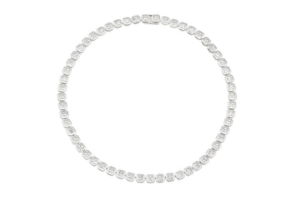 18K White Gold Asscher Cut Diamond Necklace