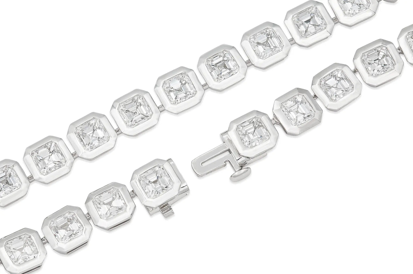 18K White Gold Asscher Cut Diamond Necklace