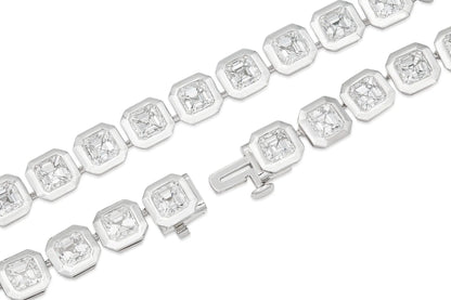 18K White Gold Asscher Cut Diamond Necklace