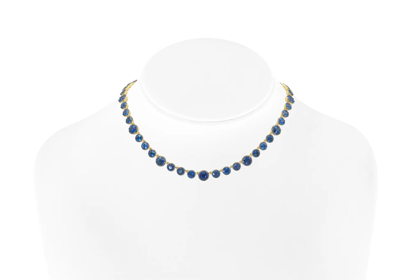 Blackened 18K Yellow Gold Sapphire Necklace Tw. 34.36 carat