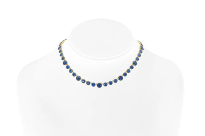 Blackened 18K Yellow Gold Sapphire Necklace Tw. 34.36 carat
