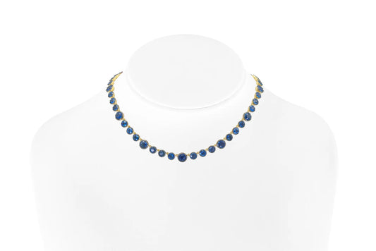 Blackened 18K Yellow Gold Sapphire Necklace Tw. 34.36 carat