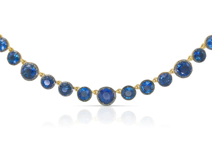 Blackened 18K Yellow Gold Sapphire Necklace Tw. 34.36 carat