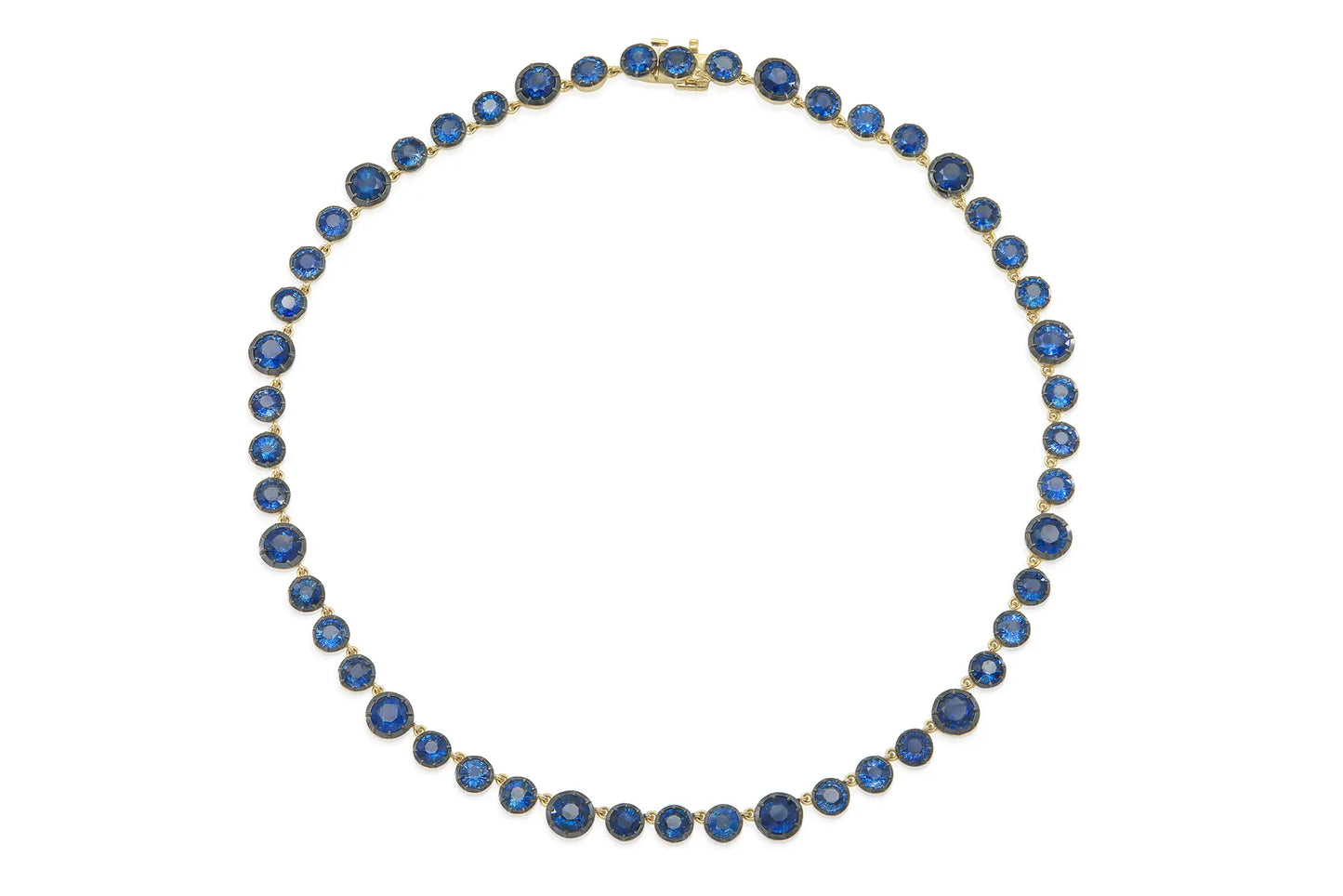 Blackened 18K Yellow Gold Sapphire Necklace Tw. 34.36 carat
