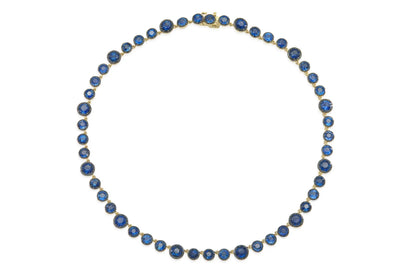 Blackened 18K Yellow Gold Sapphire Necklace Tw. 34.36 carat