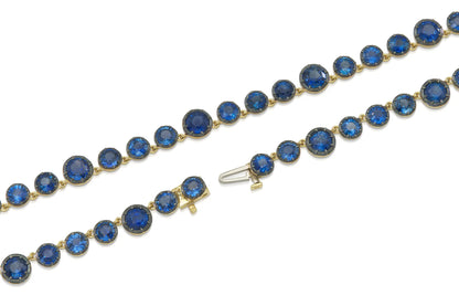 Blackened 18K Yellow Gold Sapphire Necklace Tw. 34.36 carat
