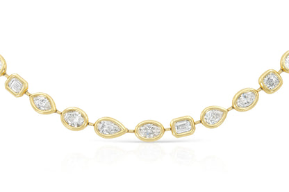 18K Yellow Gold Multi-Shaped Diamond Necklace DTw. 19.60 carat