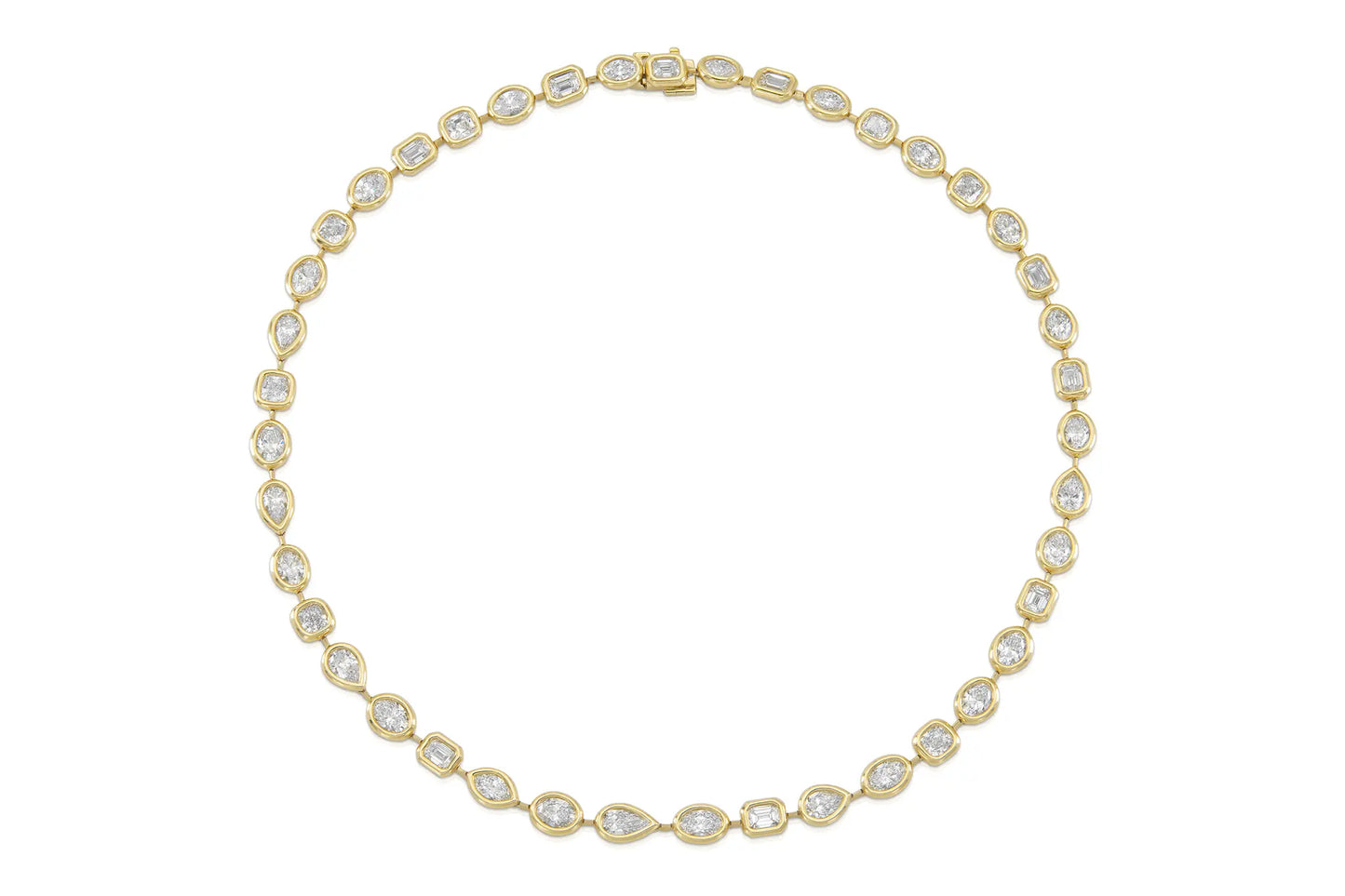 18K Yellow Gold Multi-Shaped Diamond Necklace DTw. 19.60 carat