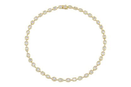 18K Yellow Gold Multi-Shaped Diamond Necklace DTw. 19.60 carat